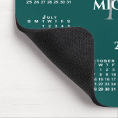Tapis De Souris 2025 Calendrier Chic Monogramme Nom sur Turquoise (Coin)