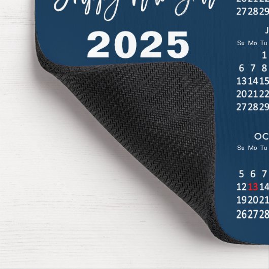 Tapis De Souris 2025 Calendrier Entreprise Photo Moderne Bleu Simp (Coin)
