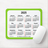 Tapis De Souris 2025 Jaune Vert 52 Semaines Calendrier par Janz (Avec souris)