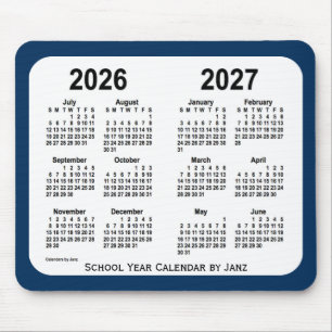 Tapis De Souris 2026-2027 calendrier bleu d'école de boîte de