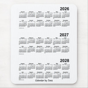 Tapis De Souris 2026-2028 blanc calendrier de 3 ans par Janz