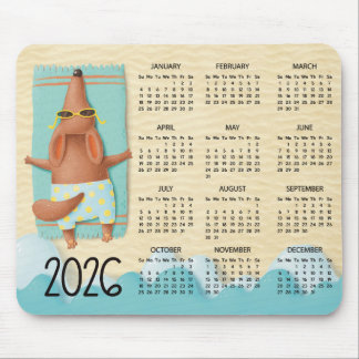 Tapis De Souris 2026 Beach Dog Desk Calendar Mouse Pad