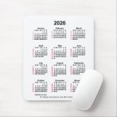Tapis De Souris 2026 Blanc 52 semaines Calendrier ISO par Janz (Avec souris)