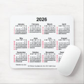 Tapis De Souris 2026 Blanc 52 semaines Calendrier ISO par Janz (Avec souris)