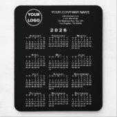 Tapis De Souris 2026 Calendar Business Logo and Text Black (Devant)