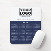 Tapis De Souris 2026 Calendar Company Logo and Text Navy White (Avec souris)