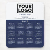Tapis De Souris 2026 Calendar Company Logo and Text Navy White (Devant)