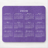 Tapis De Souris 2026 Calendar Custom Photo Purple Linen Texture (Devant)