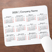 Tapis De Souris 2026 Calendar with Company Name on White