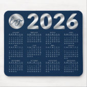 Tapis De Souris 2026 Calendrier Marine Blue & Silver Company Logo (Devant)