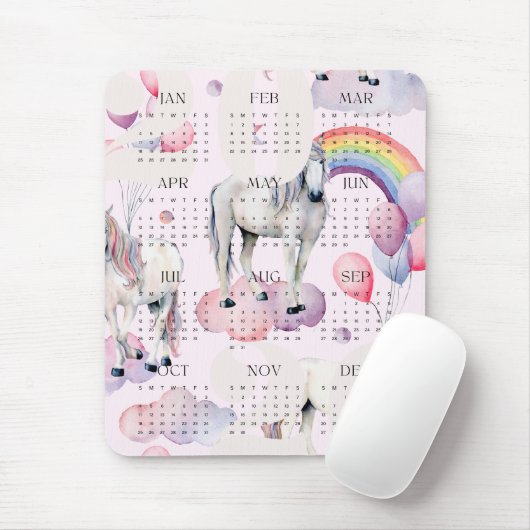 Tapis De Souris 2026 Enfants UnicorneCalendrier des étoiles de la (Avec souris)