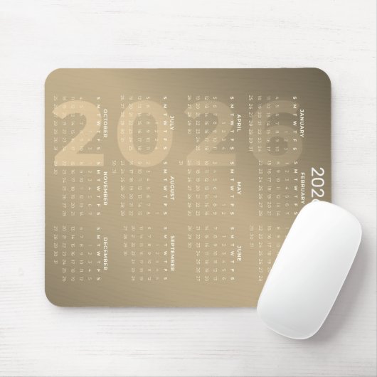 Tapis De Souris 2026 Full Year Calendar Brown Gradient Background (Avec souris)