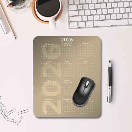 Tapis De Souris 2026 Full Year Calendar Brown Gradient Background