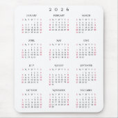 Tapis De Souris 2026 Full Year Yearly Calendar Elegant Home Office (Devant)