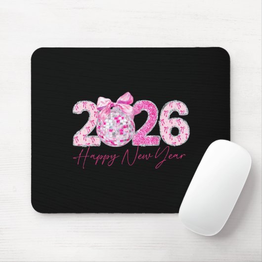 Tapis De Souris 2026 Happy New Year Bow Patch Disco Ball  (Avec souris)