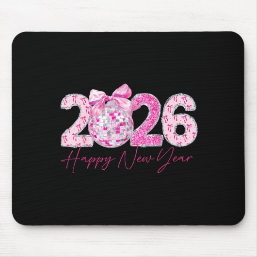 Tapis De Souris 2026 Happy New Year Bow Patch Disco Ball  (Devant)