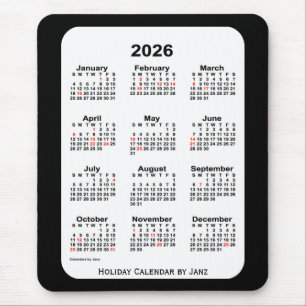 Tapis De Souris 2026 Holiday Two Tone Black Calendar par Janz