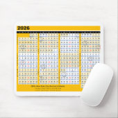 Tapis De Souris 2026 Julián Date (Day-Number) Calendar Mousepad (Avec souris)