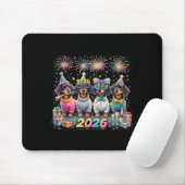Tapis De Souris 2026 New Year Dachshund Party Fireworks Fun (Avec souris)