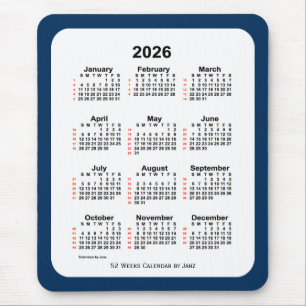 Tapis De Souris 2026 Police Box Blue 52 Week Calendar par Janz