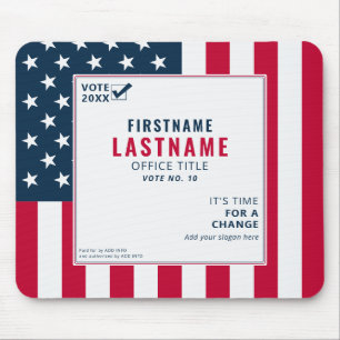 Tapis De Souris 2026 Vote Campagne politique Slogan Nom du candida