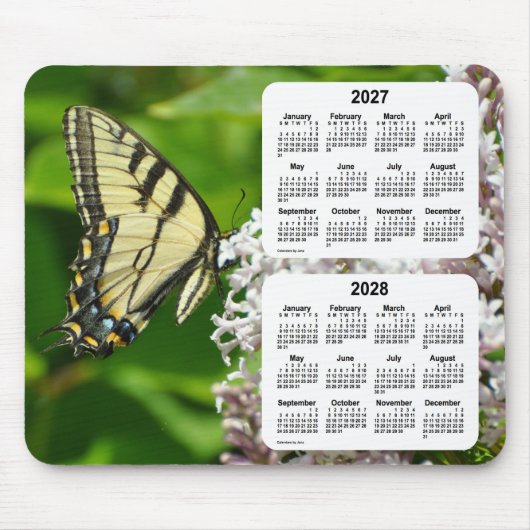 Tapis De Souris 2027-2028 Calendrier des papillons Swallowtail par (Devant)