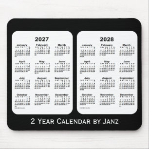 Tapis De Souris 2027-2028 calendrier noir et blanc de 2 ans par