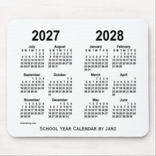 Tapis De Souris 2027-2028 White School Calendar by Janz