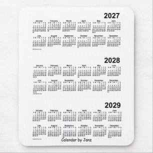 Tapis De Souris 2027-2029 blanc calendrier de 3 ans par Janz