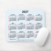 Tapis De Souris 2027 Alice Blue 52 semaines Calendrier ISO par Jan (Avec souris)