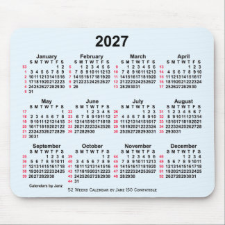 Tapis De Souris 2027 Alice Blue 52 semaines Calendrier ISO par Jan