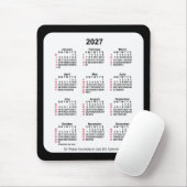 Tapis De Souris 2027 Noir 52 semaines Calendrier ISO par Janz Two (Avec souris)