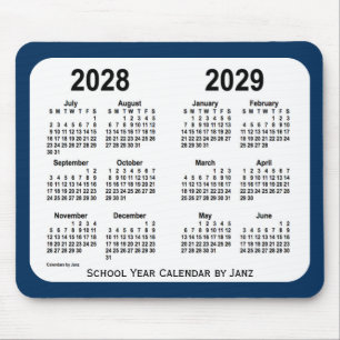 Tapis De Souris 2028-2029 calendrier bleu d'école de boîte de