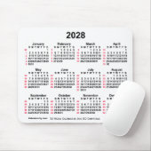 Tapis De Souris 2028 Blanc 52 semaines Calendrier ISO par Janz (Avec souris)