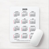Tapis De Souris 2029 Blanc 52 semaines Calendrier ISO par Janz (Avec souris)