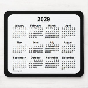 Tapis De Souris 2029 Blanc sur le calendrier noir par Janz Two Ton
