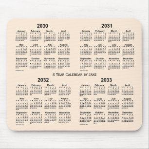 Tapis De Souris 2030-2033 Antique White Calendrier de 4 ans par Ja