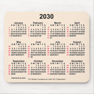 Tapis De Souris 2030 Antique Blanc 52 semaines Calendrier ISO par 