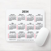 Tapis De Souris 2034 Blanc 52 semaines Calendrier ISO par Janz (Avec souris)