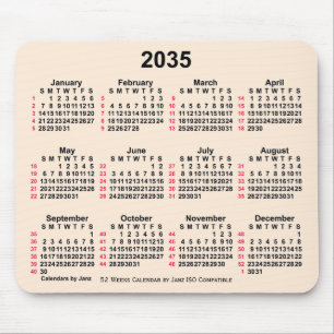 Tapis De Souris 2035 Antique White 52 Weeks ISO Calendar by Janz