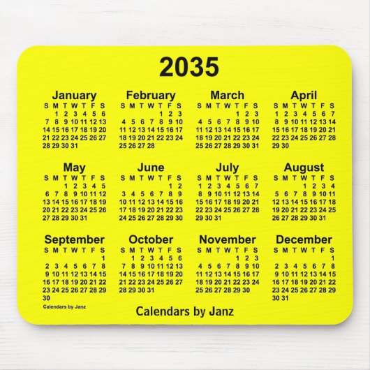 Tapis De Souris 2035 Yellow Calendar by Janz Mouse Pad (Devant)