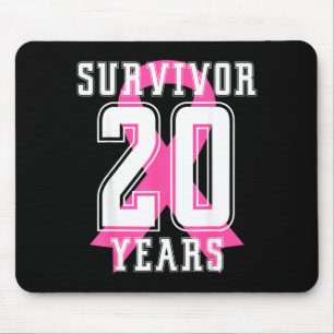 Tapis De Souris 20 ans de survie Ruban rose de sensibilisation au