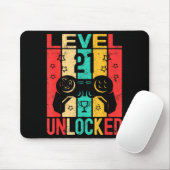 Tapis De Souris 21st Birthday Level 21 Unlocked Gamer Funny Birthd (Avec souris)
