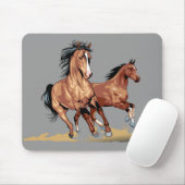 Tapis De Souris 2 Beaux Chevaux Courir Mouse Mat (Avec souris)