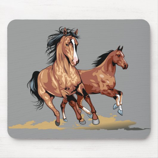 Tapis De Souris 2 Beaux Chevaux Courir Mouse Mat (Devant)