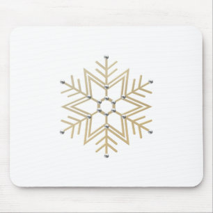 Tapis De Souris 2-Silver and Gold Snowflake 3-D Look