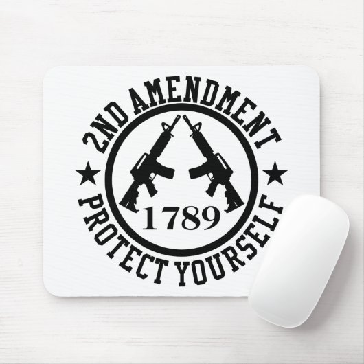 Tapis De Souris 2e amendement AR15 Protégez-vous Noir (Avec souris)
