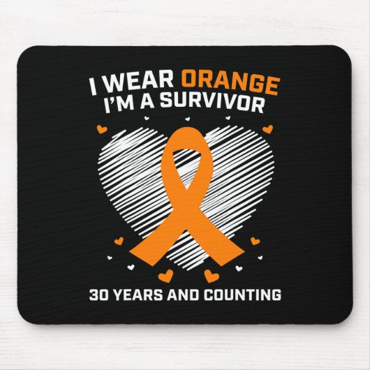Tapis De Souris 30 ans Leucémie Survivor Dons Orange Cancer Gratui (Devant)
