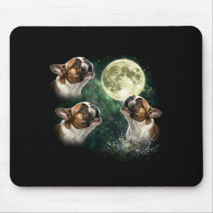Tapis De Souris 3 bouledogues français hurlant à la lune angle vin