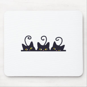 Tapis De Souris 3 Chats Noirs Drôle Amoureux de les chats Design F